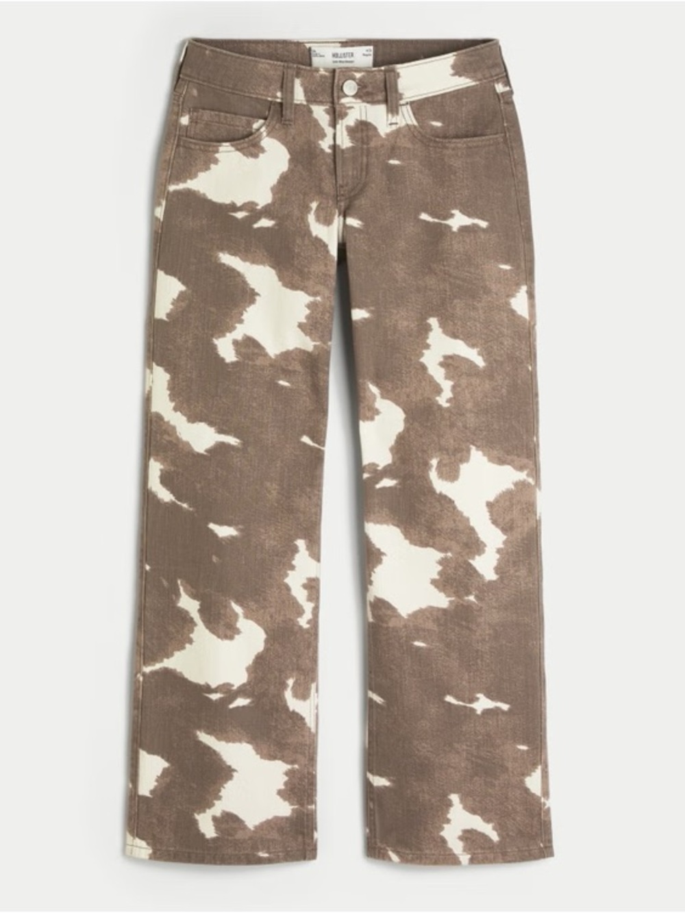 Hollister Brown & Cream Cowprint Low-rise Baggy Jeans